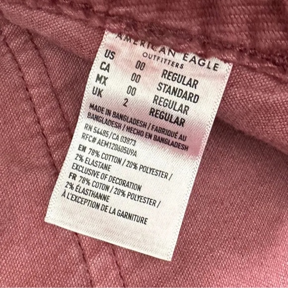 American Eagle Sz 00 Stretch Burgundy Corduroy Skirt Front Pockets Elastic Waist - Picture 4 of 4